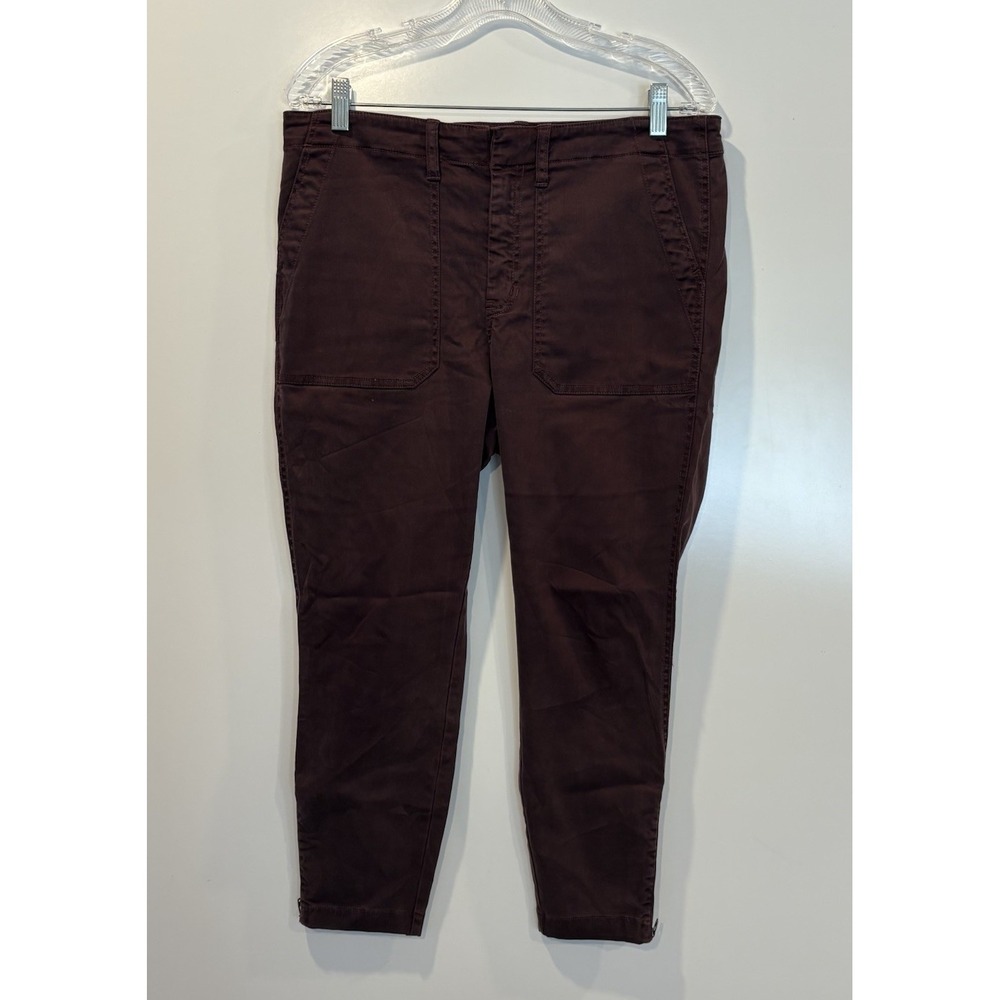 J.Crew Womens 31P Burgundy Plum Cotton Lyocell Patch Pocket Utility Ankle Pants
